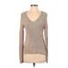 H&M Pullover Sweater: Tan Color Block Tops - Women's Size Small