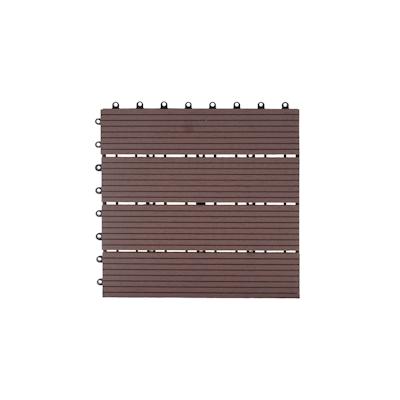 Mendler WPC Bodenfliese Rhone, Holzoptik Balkon/Terrasse, 11x je 30x30cm = 1qm ~ Premium, coffee linear