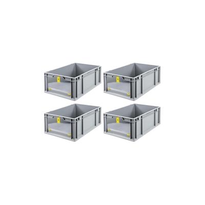 PROREGAL 4x Eurobox NextGen Insight Cover | HxBxT 22x40x60 | 44 Liter | Hoch/Gelb | Eurobehälter, Transportbox, Transportbehälter Image