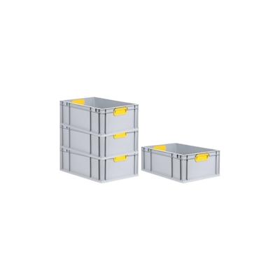 PROREGAL 4x Eurobox NextGen Color | HxBxT 22x40x60cm | 44 Liter | Griffe gelb geschlossen | Verstärkter Boden | Eurobehälter Image