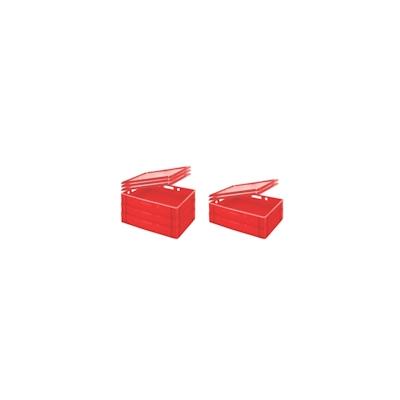 PROREGAL 5x Eurobehälter Fleischerkasten E1 mit Auflagedeckel | HxBxT 12,5x40x60cm | 25 Liter | Rot | Fleischerkiste, Fleischkiste Image