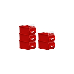 PROREGAL 5x Rote Sichtlagerbox 3.0 mit Abdeckung | HxBxT 12,5x14,5x23,5cm | 2,8 Liter | Sichtlagerbehälter, Sichtlagerkasten Image