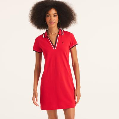 Nautica Women's Deck Polo Dress Tomales Red, XXL