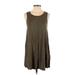 Forever 21 Casual Dress - A-Line Scoop Neck Sleeveless: Green Print Dresses - Women's Size Small