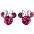 Disney Jewelry | New Disney Minnie Mouse Girls’ Pink Crystal Stud Earrings Silver Plate Nib | Color: Pink | Size: Os