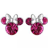 Disney Jewelry | New Disney Minnie Mouse Girls’ Pink Crystal Stud Earrings Silver Plate Nib | Color: Pink | Size: Os