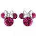 Disney Jewelry | New Disney Minnie Mouse Girls’ Pink Crystal Stud Earrings Silver Plate Nib | Color: Pink | Size: Os