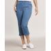 Blair Women's DenimEase™ Classic Pull-On Capris - Denim - 16W - Womens