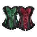 Vintage Corset Top Femmes Dentelle Floral Corsets Gothique À Lacets Overbust Victorien Corset