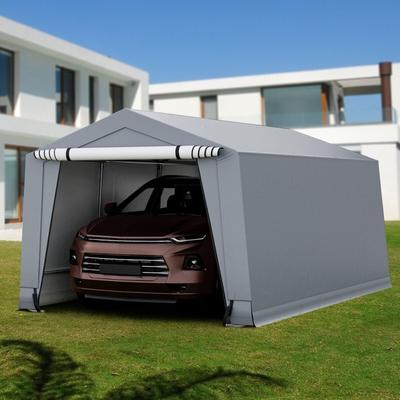 10 x 16/10 x 20 Feet Outdoor Heavy-Duty Carport with 2 Doors