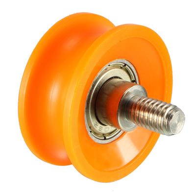 U Groove Threaded Rod Track Guide Bearing Pulley Wheel Orange 30x13mm 4pcs