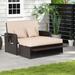 Costway Patio Rattan Daybed Lounge Retractable Top Canopy Side Tables - See Details