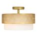 Celia River of Goods Gold Metal and White Fabric Drum 13.125-Inch Ceiling Light - 13.125" x 13.125" x 8.75"