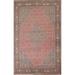 Pink Geometric Ardebil Persian Vintage Area Rug Handmade Wool Carpet - 6'7" x 9'8"