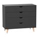 HomeRoots 35" Black Solid Wood Four Drawer Standard Dresser