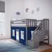 Max and Lily Twin over Twin Low Bunk Bed with Staircase and Curtains