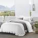 WHOLINENS Stone Washed Linen Blend Duvet Cover Set 3Pcs Ruffled