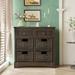 Rustic Storage Cabinet with Two Drawers and Four Classic Rattan Basket for Dining Room/Living Room