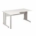 Bureau compact retour à gauche Activity - L.160 x P.120 cm - Plateau Blanc - Pieds L Aluminium