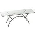 Table basse Eva - plateau Verre - pieds Gris - 122 x 51 cm