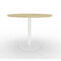 Table plateau rond diamètre 100 cm - gamme ARCHE - hauteur 72 cm - plateau Chêne - pied Blanc