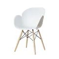 Lot de 2 - Chaise KIWOOD en polypropylène - Piètement hêtre massif - Assise Blanc