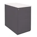 Caisson hauteur bureau métal NF Environnement Anthracite top Blanc, H.72 x L. 42 x P. 80 cm