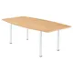 Table tonneau Actual L. 200 x 100 cm - Plateau Chêne - 4 pieds carrés Blanc