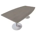 Table tonneau Actual L. 200 x 100 cm - Plateau Chêne grisé - Piètement métal tulipe Aluminium