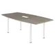 Table tonneau avec électrification Actual L. 200 x 100 cm - Plateau Chêne grisé - 4 pieds métal carrés blancs