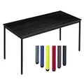 Table de réunion modulable rectangle - L.160 x P.80 cm - Plateau Noir - Pieds Rouge