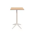 Table mange-debout Quatro carrée ht 110 cm - Usage extérieur - Plateau basculant en polypropylène, 60 x 60 cm - Chêne