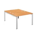 Ensemble 2 bureaux droits E-link - L.120 x P.163 cm - Plateau Hêtre - Pieds Aluminium