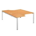 Ensemble 2 bureaux compacts E-link - L.160 x P.223 cm - Plateau Hêtre - Pieds Aluminium