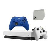 Microsoft Xbox One X 1TB Gaming Console White with Shock Blue Controller Included BOLT AXTION Bundle Used