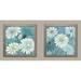 Lovely White Teal and Blue Blooming Daisy Set by Tre Sorelle Studios; Floral Decor; Two 12x12in Distressed Framed Prints