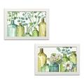 Gango Home Decor Cottage Mixed Greens XLIX & Mixed Greens L by Lisa Audit (Ready to Hang); Two 18x12in White Framed Prints