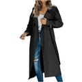 YFPWM Women Classic Double Breasted Coats Slim Long Jacket Winter Long Trench Coat Long Sleeve Double Breasted Coat Trench Coat Long Sleeve Coat Jacket Black XXL