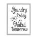 Stupell Industries Minimal Laundry Today Naked Tomorrow Phrase Vintage by - Graphic Art in Black | 20 H x 16 W x 2 D in | Wayfair ae-978_gff_16x20