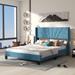 Latitude Run® Queen Platform Bed Upholstered/Velvet in Blue | 46.9 H x 66.7 W x 84.4 D in | Wayfair AB58F1415359490E974D1004F5C6ACD8