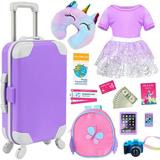 ZITA ELEMENT 18 Inch Girl Doll Suitcase & Accessories 23 pcs Doll Suitcase Travel Luggage Play Set for 18 Inch Doll Travel Doll Accessories