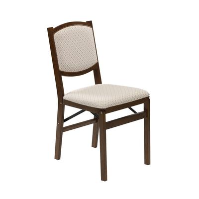 Contemporary Upholstered Back Wood Folding Chairs, Set Of 2 by Stakmore in Fruitwood
