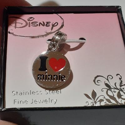 Disney Jewelry | Disney Stainkess Steel I Love Minnie Dangke Bead Charm New | Color: Silver | Size: Os