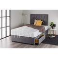 Home Furnishings UK Charcoal Plush Divan Bed Set with 1000 Pocket Sprung Mattress and Matching Diamante Headboard (2 Drawers) (4FT Small Double)