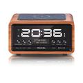 Roxel Nod DAB Radio, DAB+ & FM Radio, Alarm Clock, Wireless Qi Charging Large Digit Display Dual Bedside Alarm Clock with Wireless Streaming (Walnut)