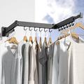 ONEORNEVER Retractable Clothes Drying Rack with 18 Hooks, Wall Mounted Clothes Racks, 120 cm, Foldable Clothes Hanger with Towel Holder for Balcony, Laundry, Wardrobe, Kitchen, Bathroom, Bedroom