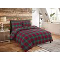 Rohi Luxury Thermal Tartan Check Super King Size Duvet Cover Set with Pillow Cases | 1x Super King Size Bed Duvet Cover 220 x 260cm | 2x Tartan Checked Pillows Case 50 x 75cm (Red)