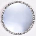 Jewel Round Wall Mirror, Crystal Jewelled Beaded Boarder, 45cm Diameter Decorative Wall Mounted Round Frameless Mirror for Hallway, Living Room Mirror