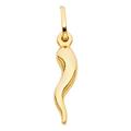 Italian Horn Pendant, 18x8 mm 14k Yellow Gold Cornicello Necklace, High Polished, Good Luck Charm with Gift Box, Gold, No Gemstone