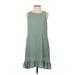 Live To Be Spoiled Casual Dress - A-Line Crew Neck Sleeveless: Green Print Dresses - Women's Size Small